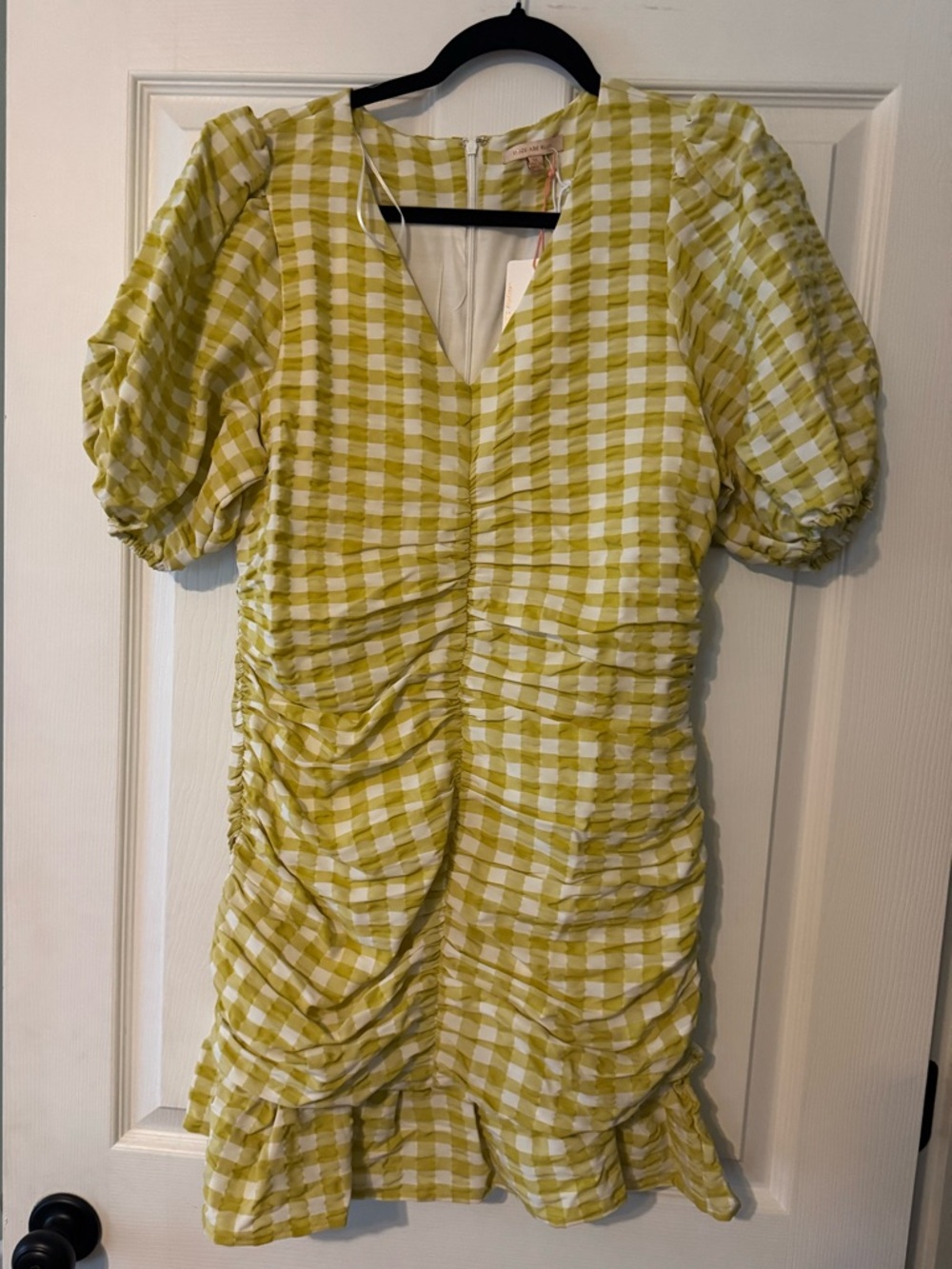 Skies Are Blue Yellow and White Gingham Mini Dress